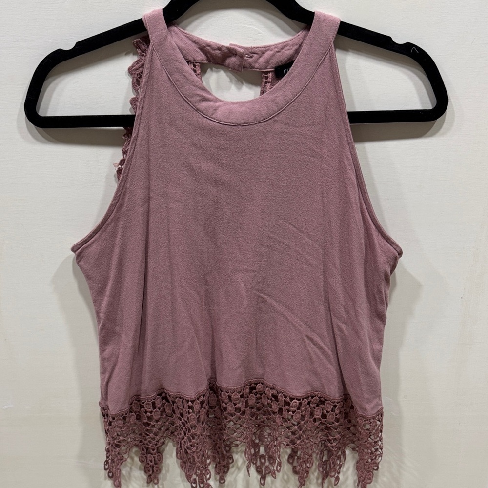 Women's Mauve Lace Hem Top